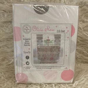 1-19 Olivia Rose Baby girls nursery crib sheet polka dot white NEW